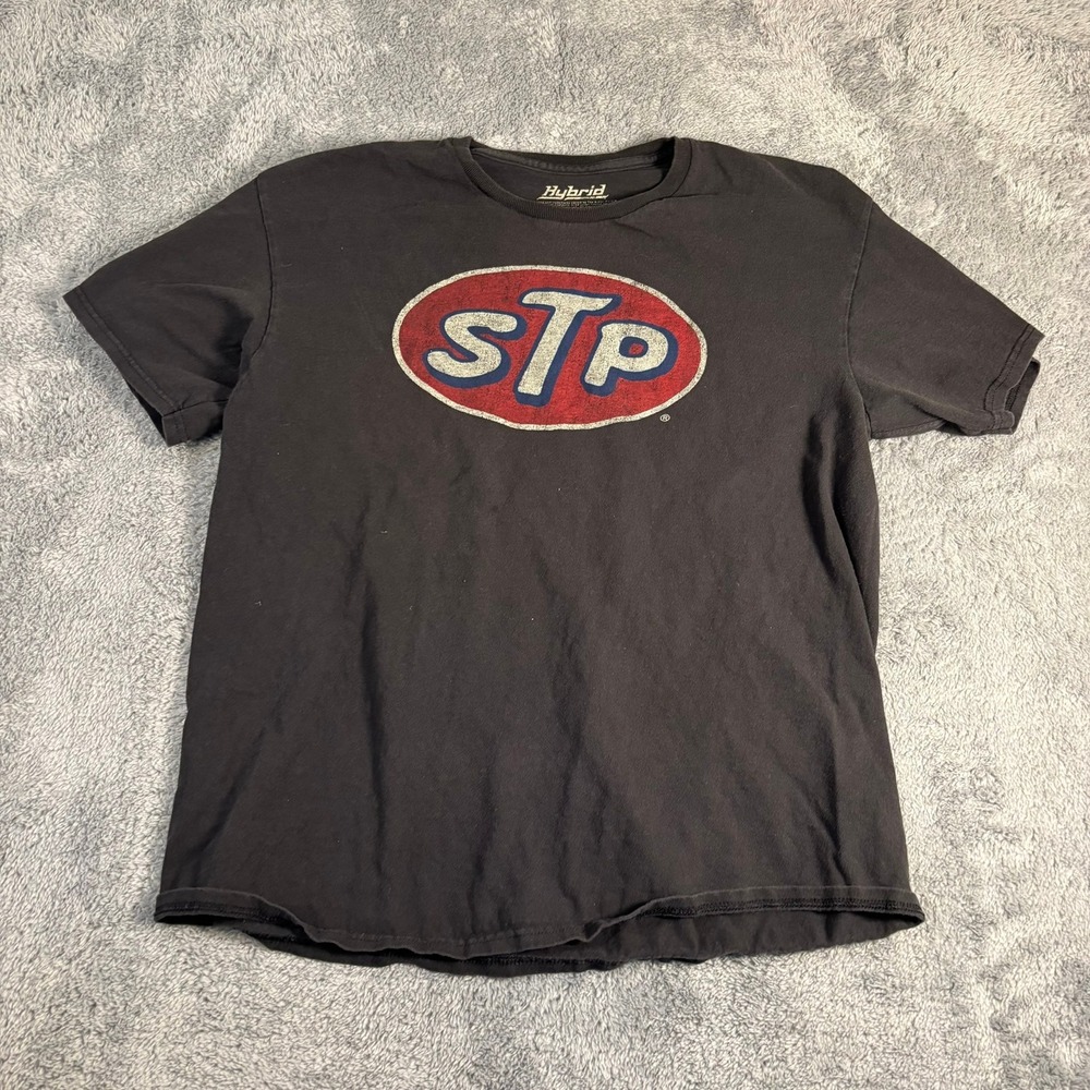 Hybrid Apparel STP Motor Oil Graphic T-Shirt Mens Large Black Vintage Style L